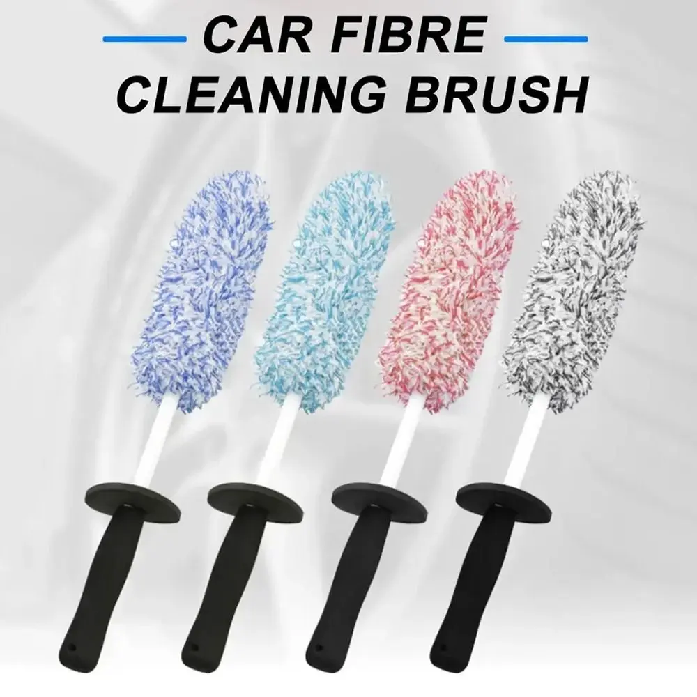 1Pcs Microfiber Car Wheel Brush Easy To Cleaning Rims Spokes Non-Slip Handle Tire Cleaning Brushes Car Accessory Car Wash