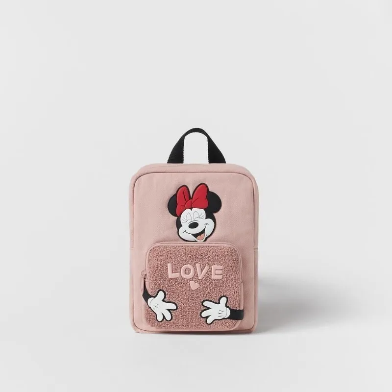 New Fashion School Backpack Minnie Pink Plush Printed Backpack Christmas and birthday gifts