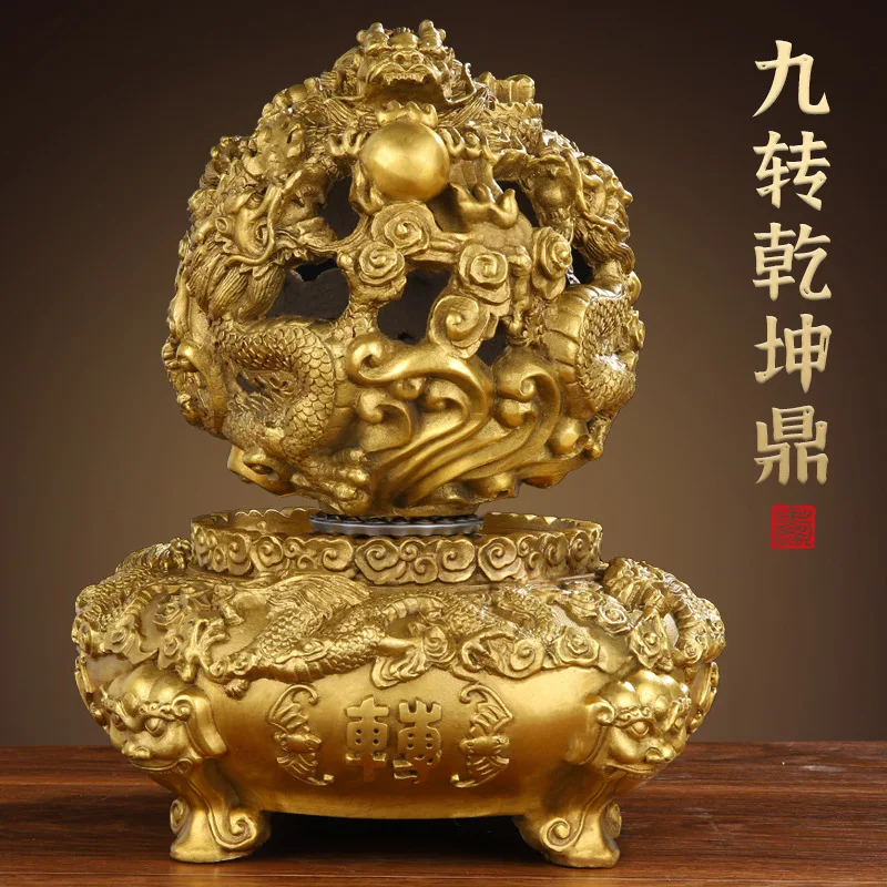 

Brass Decoration Nine To Turn Things Around Qinglong Dingjiu Dragon Playing Beads Opening Metal Crafts Home Office Decoration