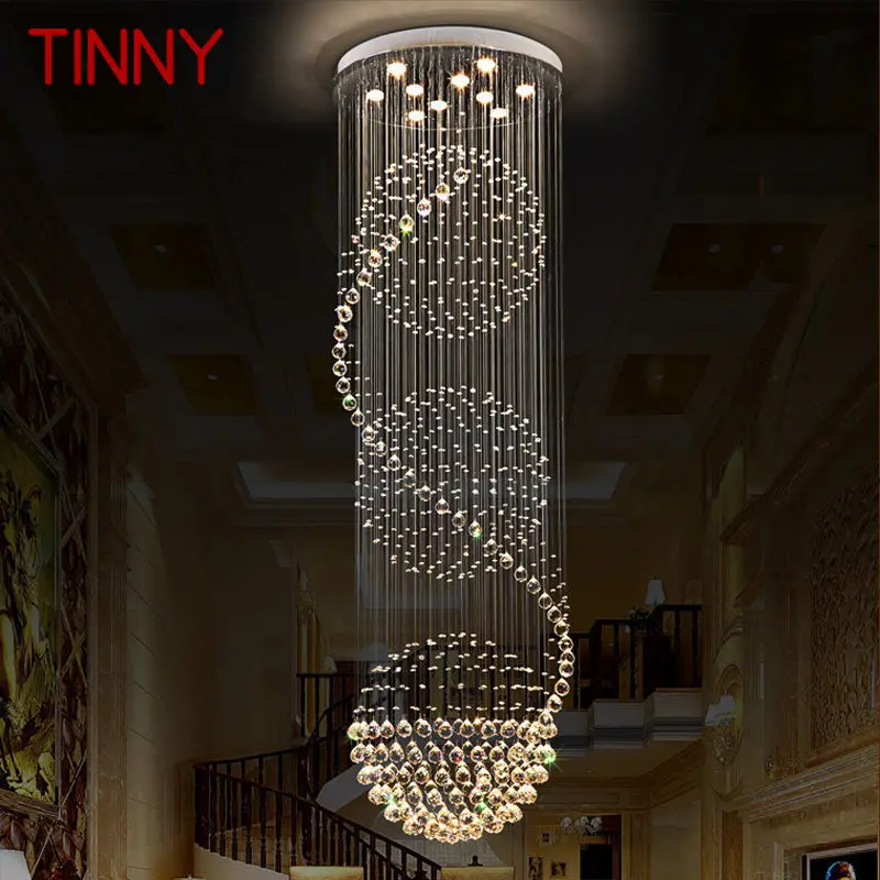 

TINNY Modern Crystal Pendant Light LED Creative Luxury Chandelier Lamp for Home Living Room Villa Duplex Staircase Decor