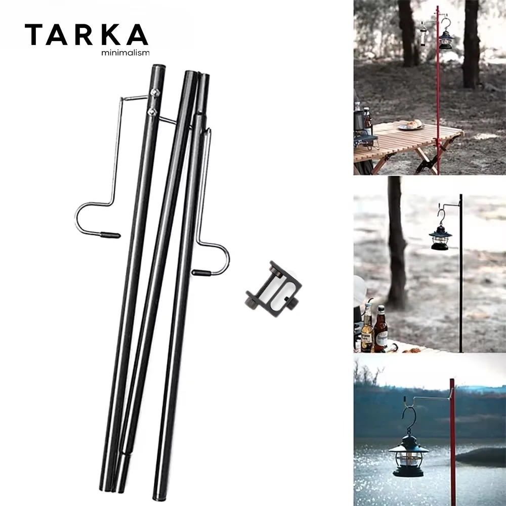 תמיכת מנורת קמפינג TARKA, תליית מנורת שולחן אולטרה-קלה, מחזיק תאורה נייד נשלף, תושבות תאורה לציוד תיירותי