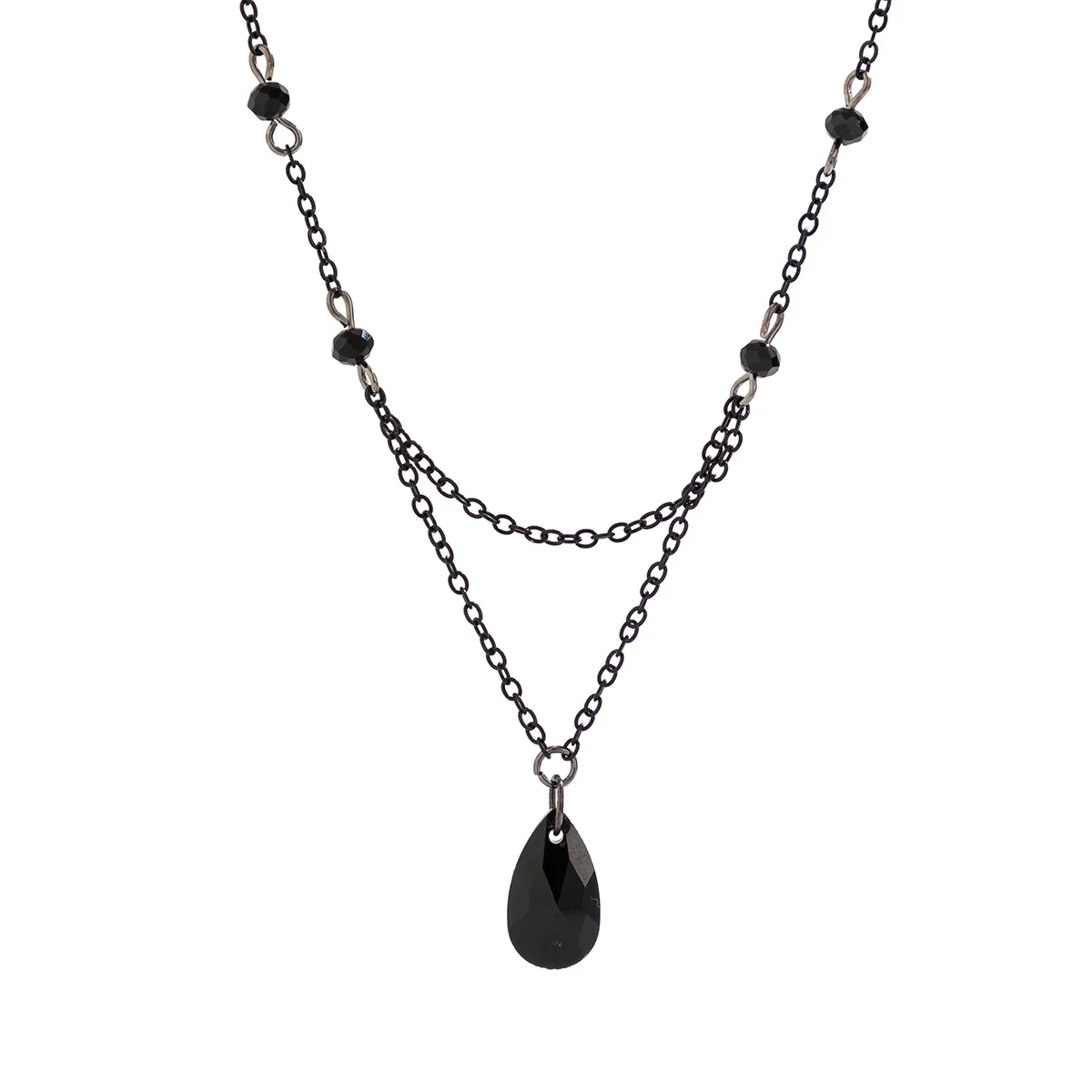 Gothic Black Spray Metal Chain Short Necklace Korean Acrylic Water Drop Pendant Choker Necklace Women's Neck Jewelry