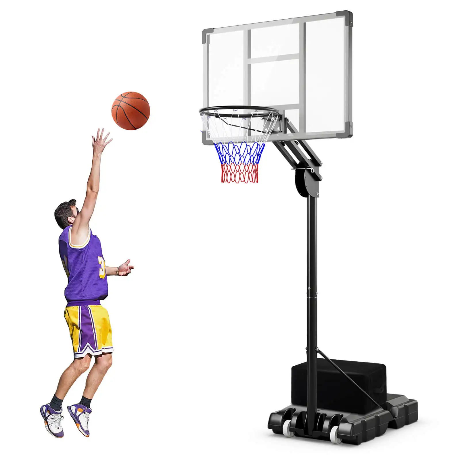 Portable Basketball Hoop System 4.9-10 FT Adjustable W/Weight Bag Wheels Outdoor