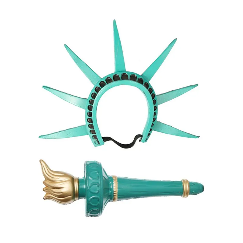 2pcs/set Statue of Liberty Crown Headband Torch Props Set Female Decorative Props Party Costume Halloween Costume Cosplay Party