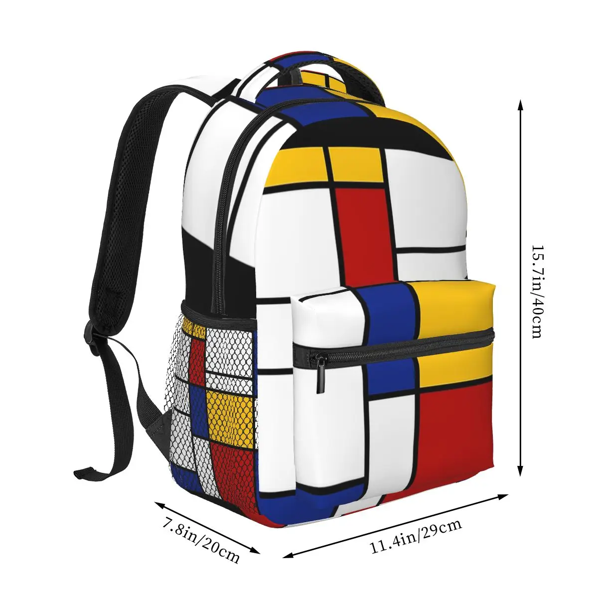 De Stijl (Mondrian Inspired) Backpack Student Boys Girls BookBag Kids School Bag Laptop Shoulder Bags for Men Women