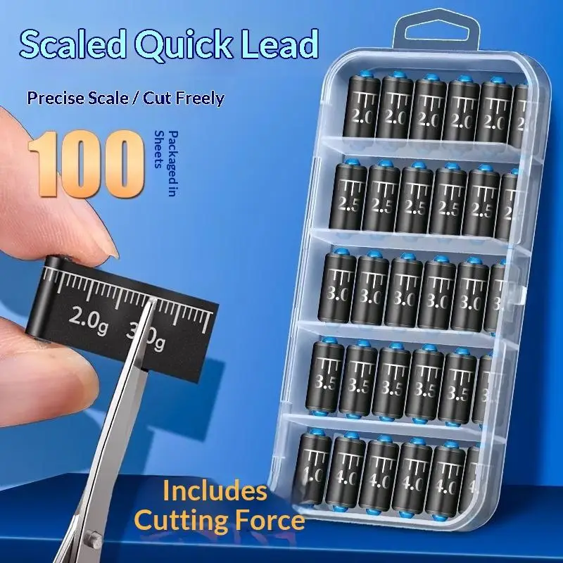 50Pc Graduated Quick Cut Fishing Lead Weights Pre-calibrated for Easy Custom Weight Adjustment to Optimize Fishing Line Buoyanc
