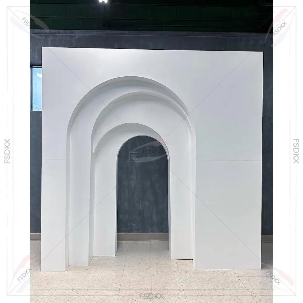 

Classic White Event Supplies Wedding Arch Flower Backdrop Acrylic PVC Ripple Arch Backdrop for Party Decoration