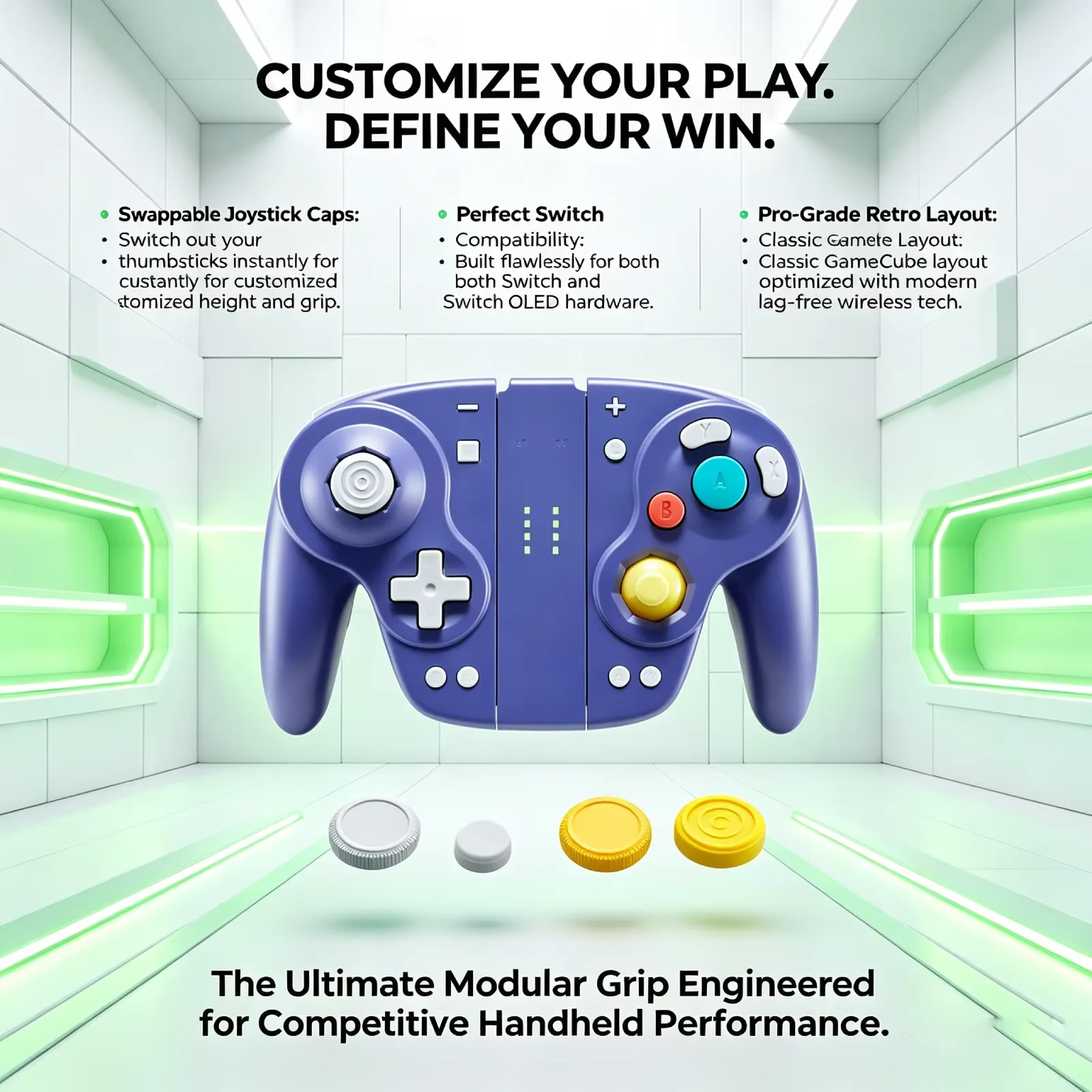 Wireless Controller for Switch OLED Ergonomic Gamepad with Six-Axis Gyro Hall Effect Joystick Button Mapping Accessories