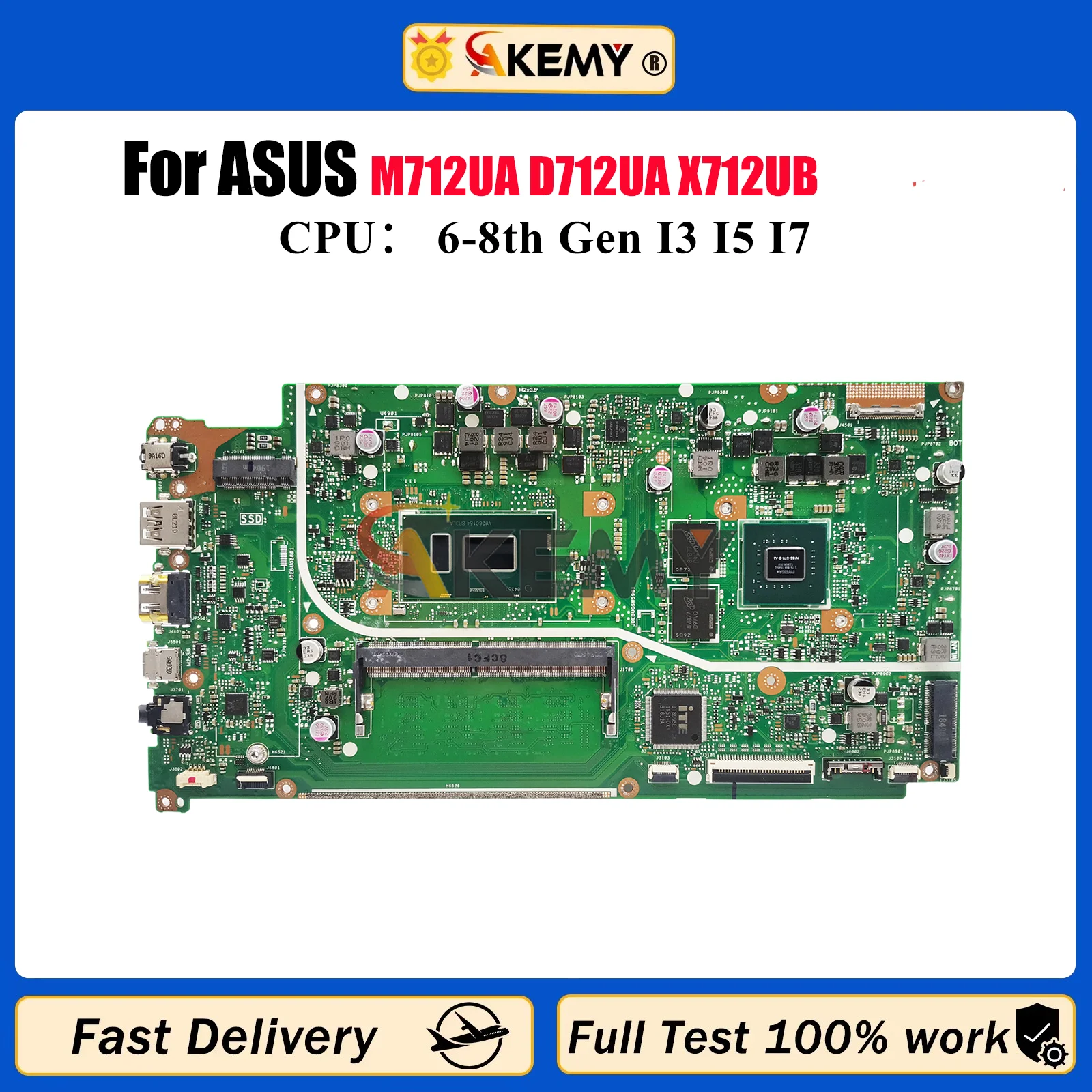 

X712UB Материнская плата для ноутбука ASUS VivoBook X712U M712UA D712UA X712UA Материнская плата для ноутбука с процессором I3 I5 I7 100% tests OK stk