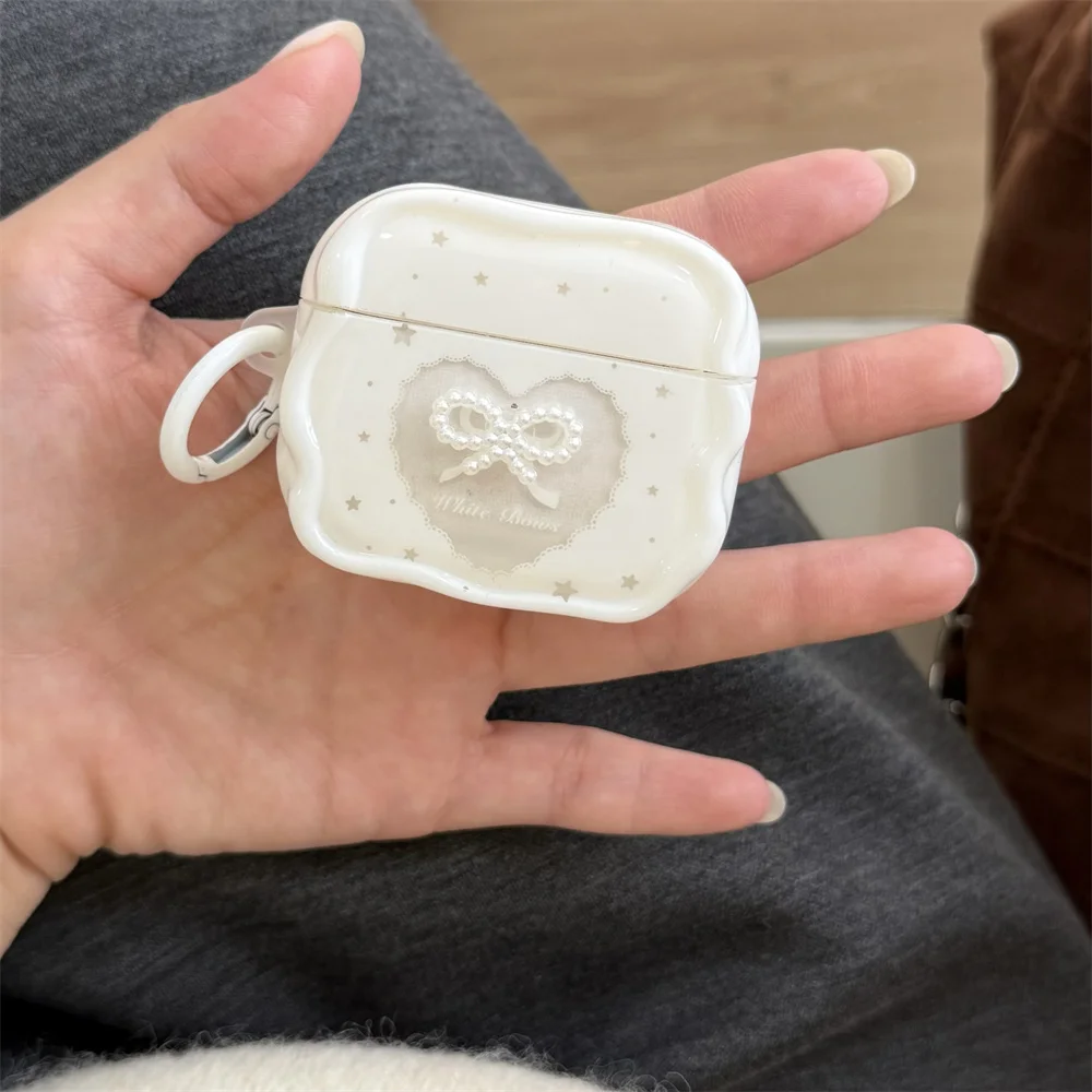 

Korean INS simple star cute bow headphone case cover for Airpods Pro 3 Pro 2 AirPods 4 3 2 Funda earphone case shockproof cover