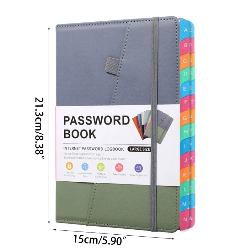 Imagem -06 - Elegante pu Capa Livro Senhas com Abas do Alfabeto Tamanho Protetor Senha Diário Notebook para Computador K1kf