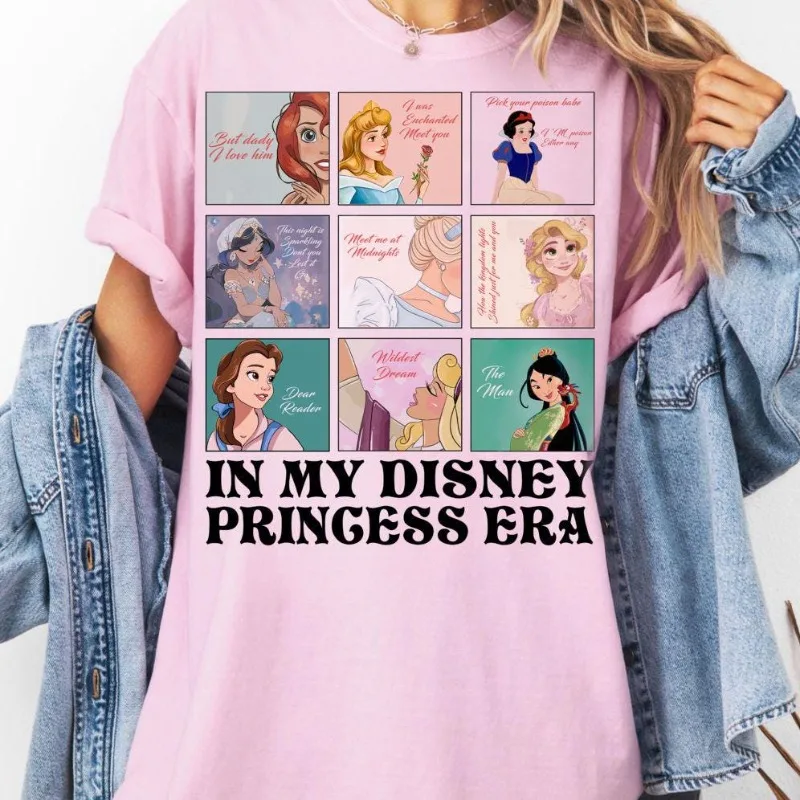 رحلة عبر عصر أميرات ديزني العتيقة تيانا ارييل وسندريلا القمصان والقمصان. مثالية لجميع المواسم #4