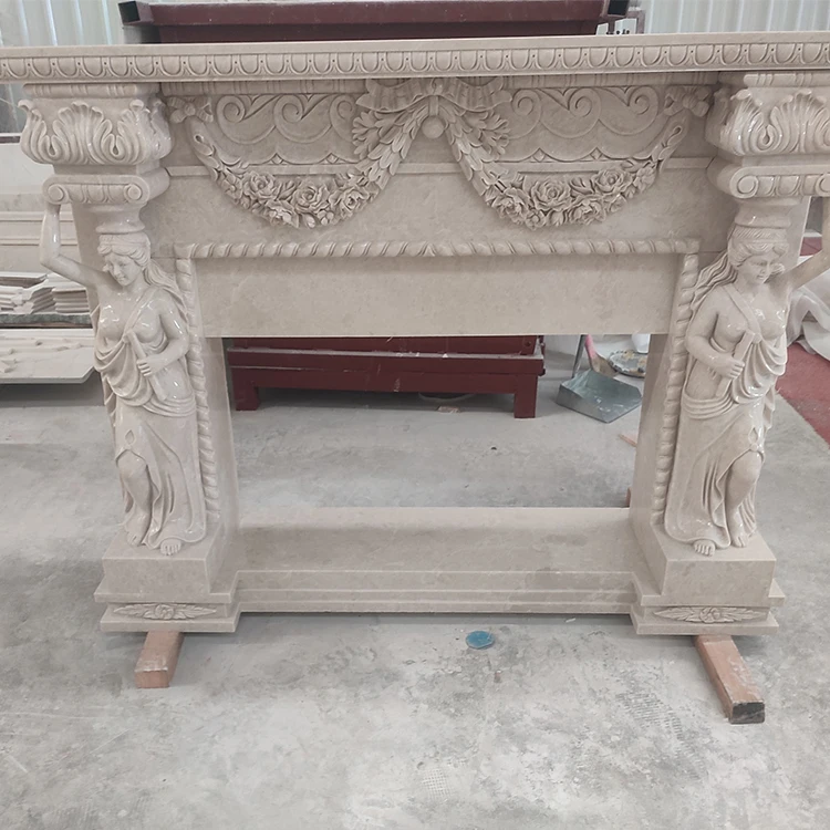 مدفأة منحوتة يدويًا من الرخام الطبيعي بتصميم عصري فاخر للمنزل، مواقد كهربائية قائمة بذاتها #2