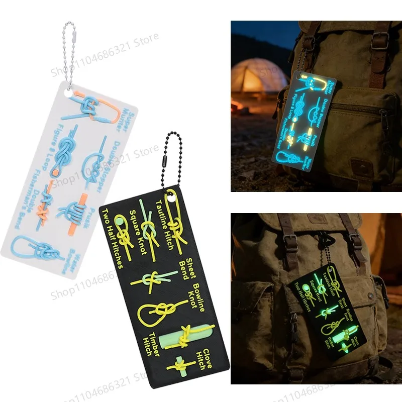 3D Stereo Camping Knot Tying Guide Card Luminous Outdoor Survival Knot Practice Tool for Camping Hiking