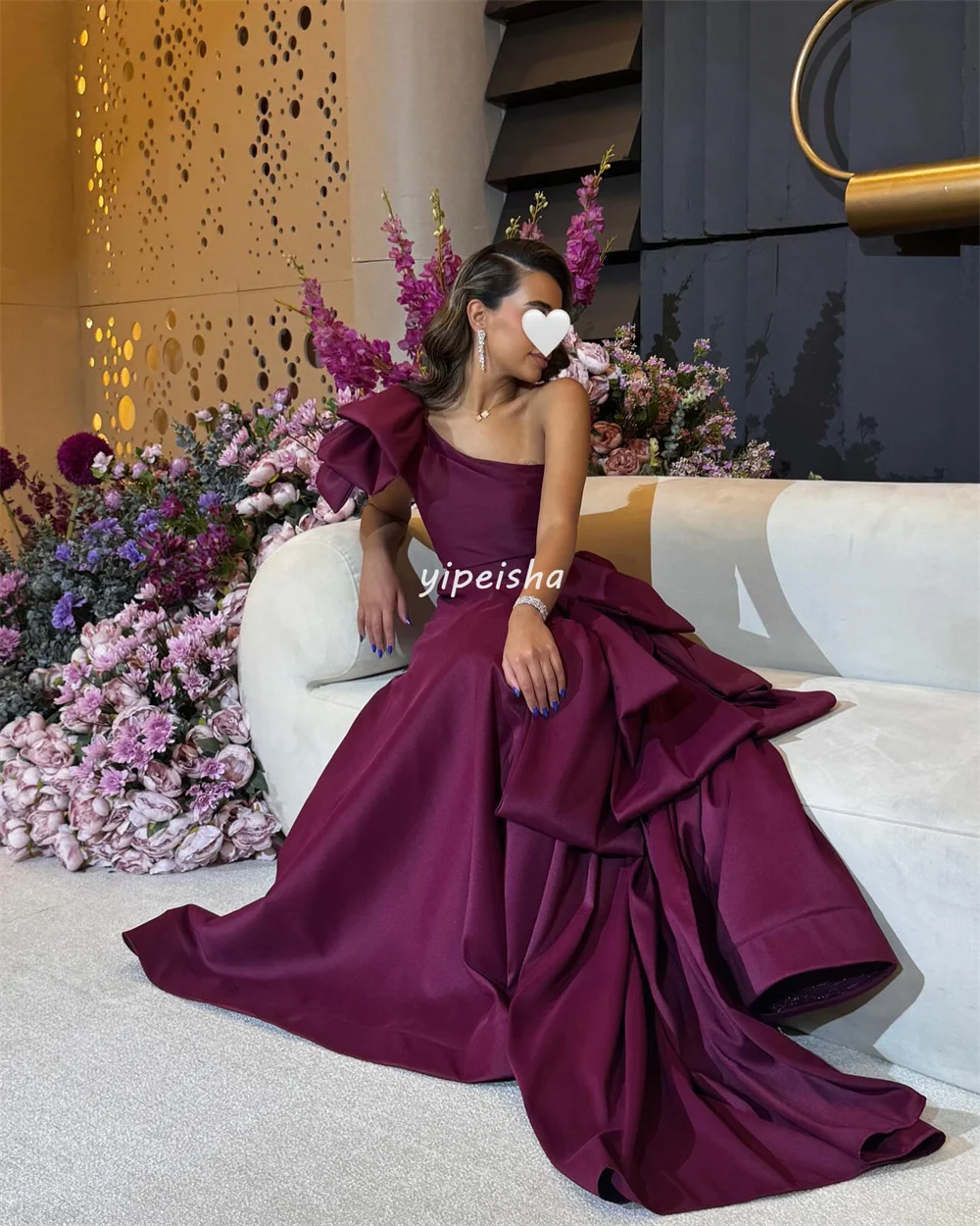 Customized Modern Style Exquisite Pleat Ruched A-line One-shoulder Long Dresses Bespoke Occasion Dresses Sizes Available Elegant