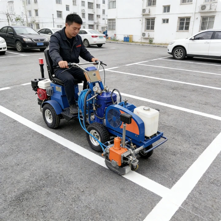 Cold Paint Road Line Marking Machine Self Propelled Airless Sprayer for Car Park Athletic Field Tennis Court Striping