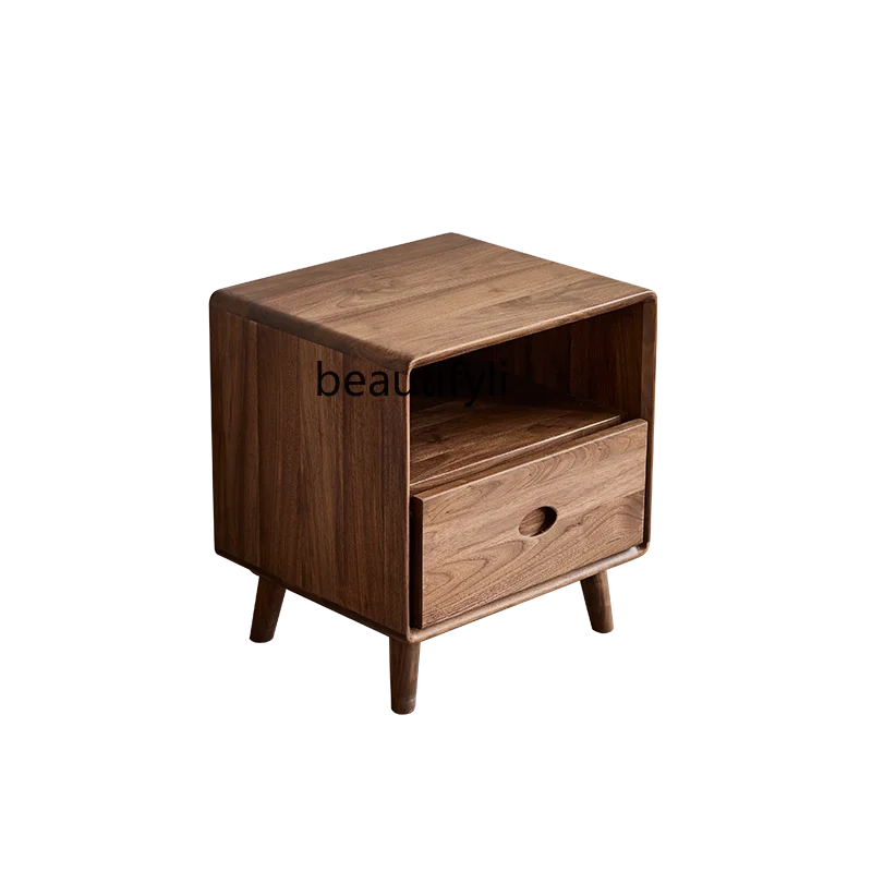 

North American Black Walnut Log Bedroom Small Cabinet Storage Cabinet Nordic Solid Wood Storage Light Luxury Bedside Cabinet