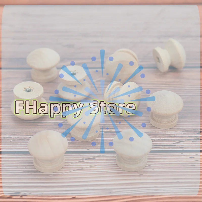 10Pcs Wooden Cabinet Handles Natural Drawer Wardrobe Knobs Pull Handle 2.4X2CM