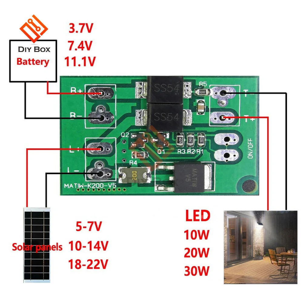 Automatic Solar Panel Battery Charger Board Night Light LED Lamp Control Switch Garden Street light 3.7V 7.4V 11.1V Module