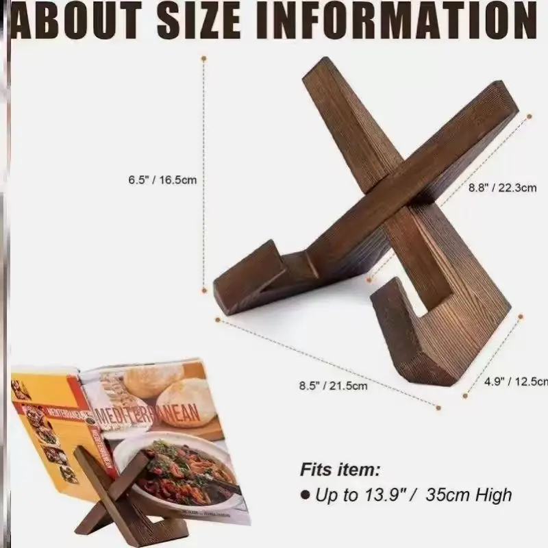 2026 Wooden restaurant home recipe rack kitchen menu display rack hanging study desktop reading wooden book stand