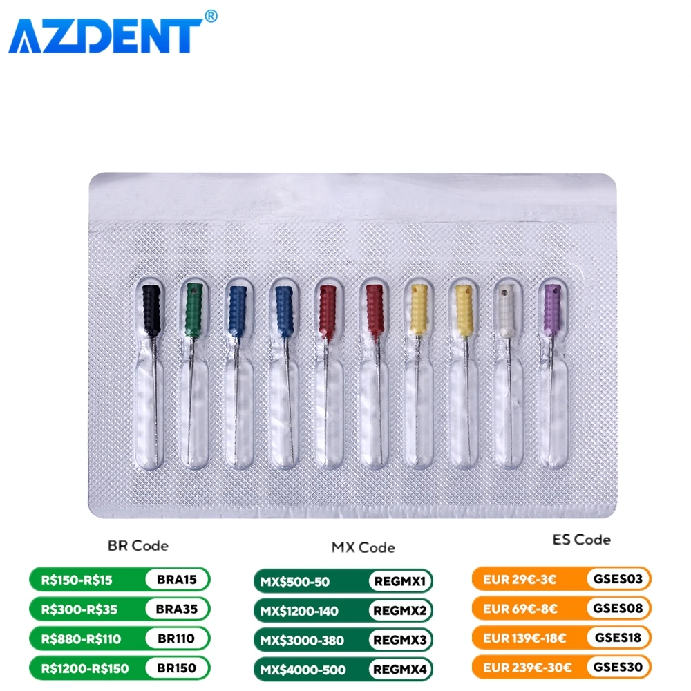 AZDENT Dental Endodontic Root Canal Cleaning Barbed Broaches Hand Use Files 25mm 10Pcs/Pack Dentistry Tools