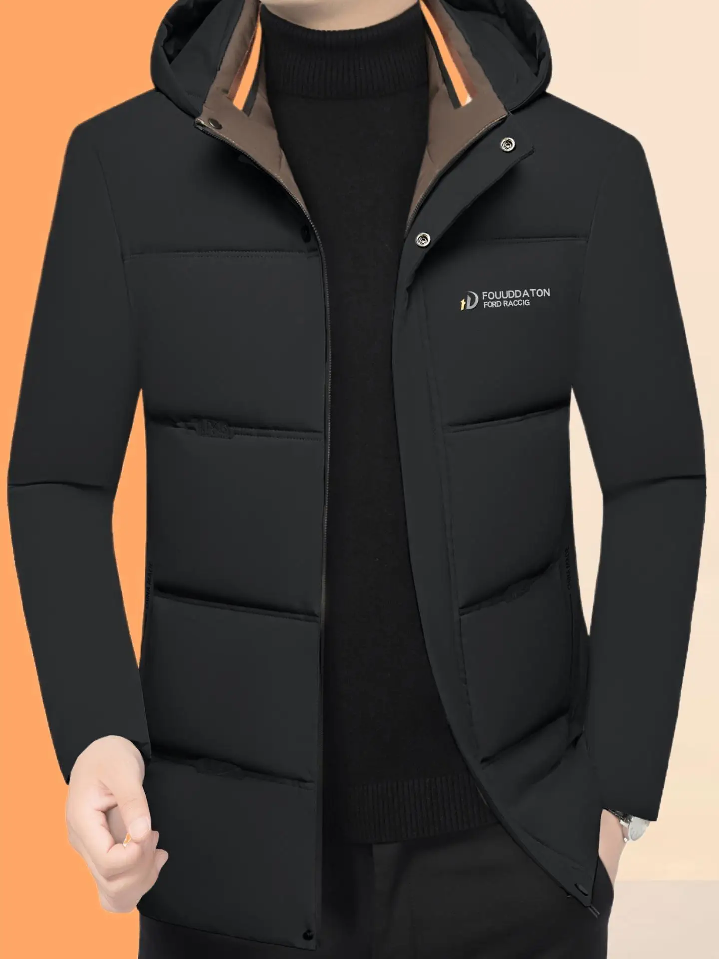 

Men's Midlife Hooded Cotton Jaet Warmth Anti-Cold Lightweight Faionable Winter Busin Casual Bread Sle Cotton Coat