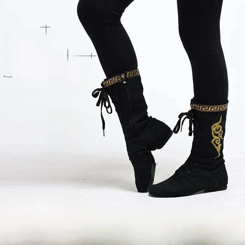 

New Mongolian Dance Boots Zipper Sle Soft Bot for Tibetan Dance Art Exam Women's Model Ethnic Dance oes