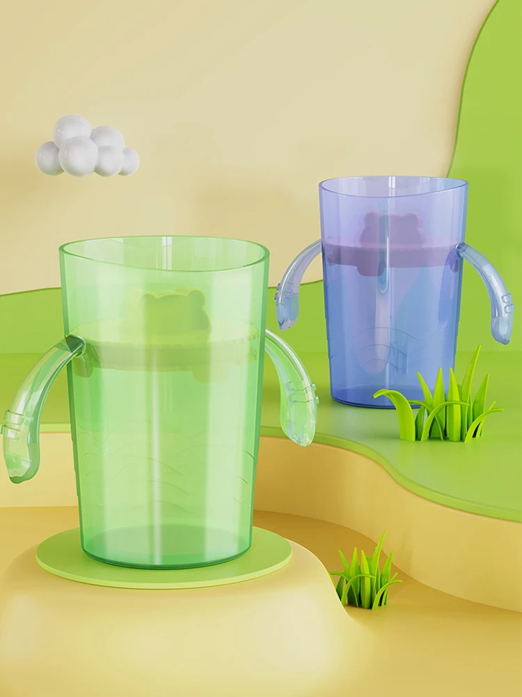 Kids PP Training Sippy Cup, Anti-Choke Controlled Flow Design, Non-Slip Double Handles, Straight Mouth Drinking Water Cup