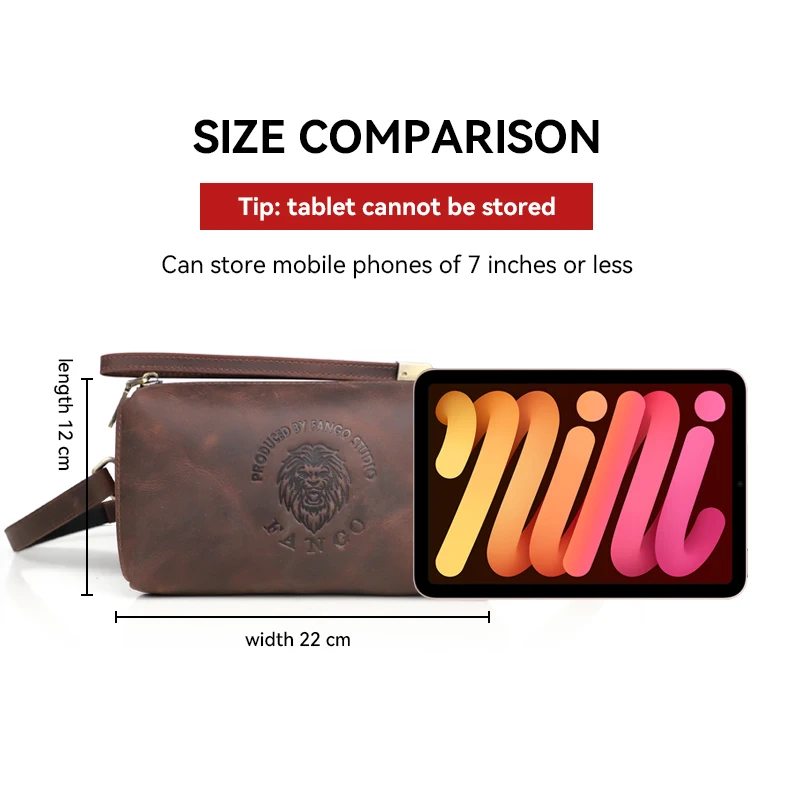 2 In 1 Men\'s Clutch Bag Handmade Genuine Leather Crossbody Shoulder Bags Portable Storage Handbag Long Wallet