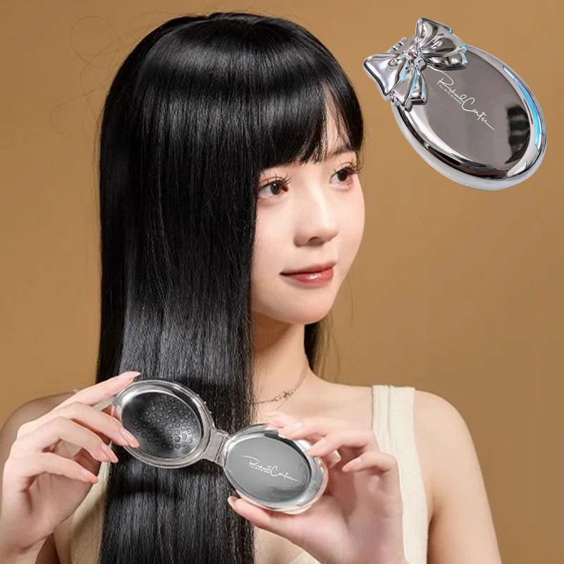 2 in 1 Mini tragbare Klapp kamm Spiegel Luftkissen Versilberung Haarkamm kosmetische Reise tasche Haar bürste Make-up-Tool Geschenk