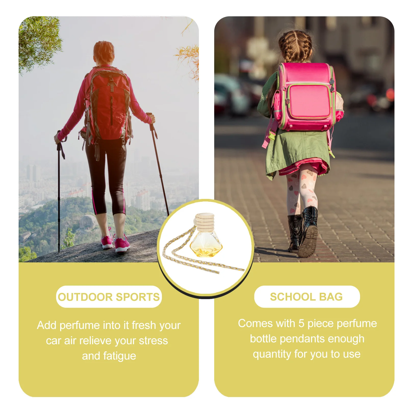 

5Pcs Car Hanging Perfume Aromatherapy Bottle Pendant Decorative Diffuser Essential Oil for Fresh Air Relaxation and Stress