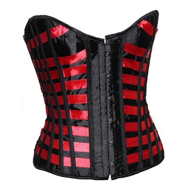 Women Corset Top Overbust Lattice Ribbon Sexy Lingerie Gothic Vintage Satin Burlesque Lace-Up Body Shaper Bustier Corselet