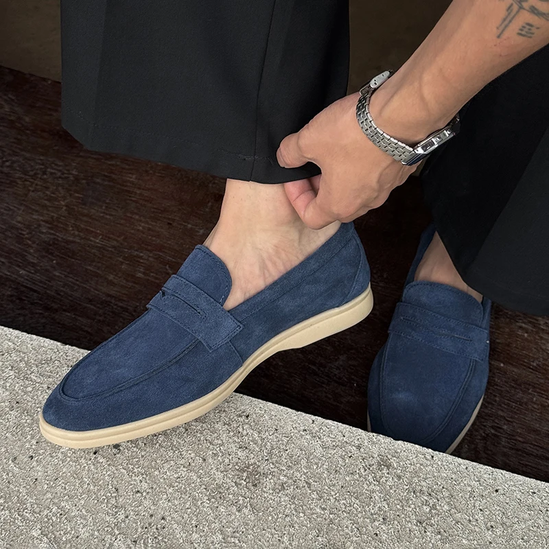 

Весенние модные мужские удобные противоскользящие туфли из матовой кожи, новые летние мужские дышащие повседневные деловые лоферы с острым носком
