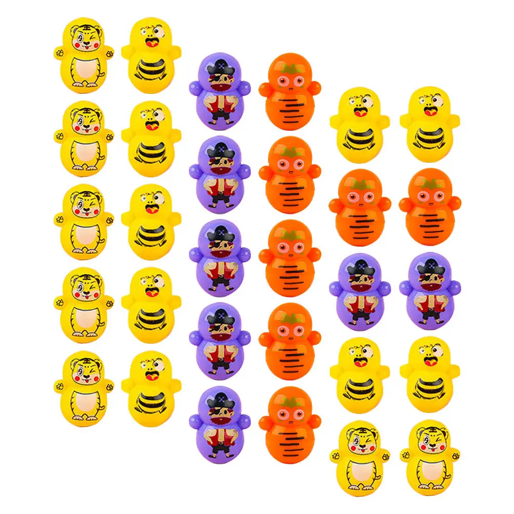 60 Pcs Cute Mini Tumbler Toy Bulk Desktop Ornament Cartoon Party Bag Fillers Favor Toys Goodie - view 3