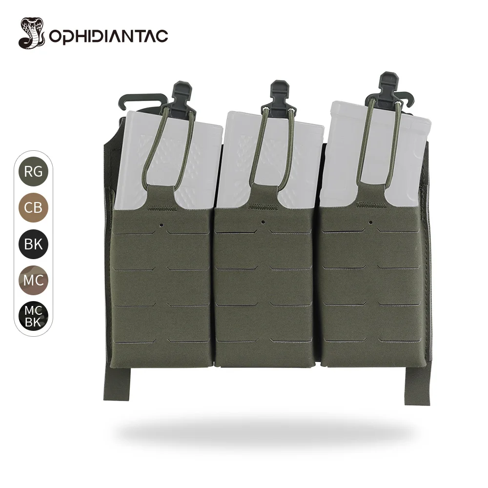 OPHIDIANTAC MOLLE Magazine Pack with Elastic Cord Handle Triple Mag Plate Hunting Accessory with Magic Tape