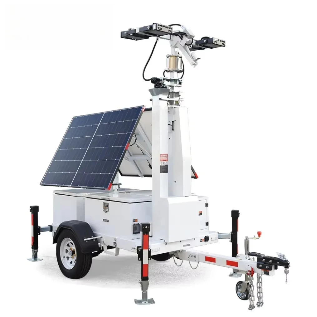 Consumption Mobile Solar Light Tower High Conversion Solar Panel Long Cycle Battery Outdoor Continuous Lighting Customized