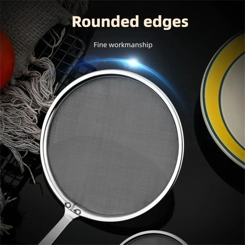 Multi-Functional Oil Skimmer Strainer, Stainless Steel Fine Mesh Filter Spoon Fried Food Net Kitchen Gadgets