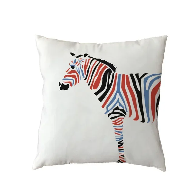 Simple Watercolor Style Pillowcase Black and White Zebra Stripes Home Bedroom Gift Decoration Polyester Peach Skin Pillowcase  .