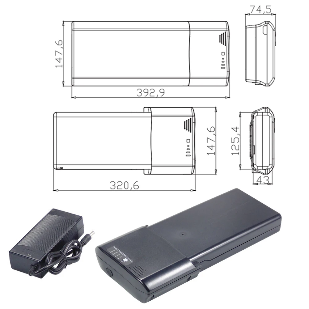 O2FEEL EZEGO R4Y Dehawk E-bike Battery Rear Rack Ebike Battery 36V 10.4Ah 12Ah 14Ah for E-life Tourer Ansmann Virtue Schoolbus