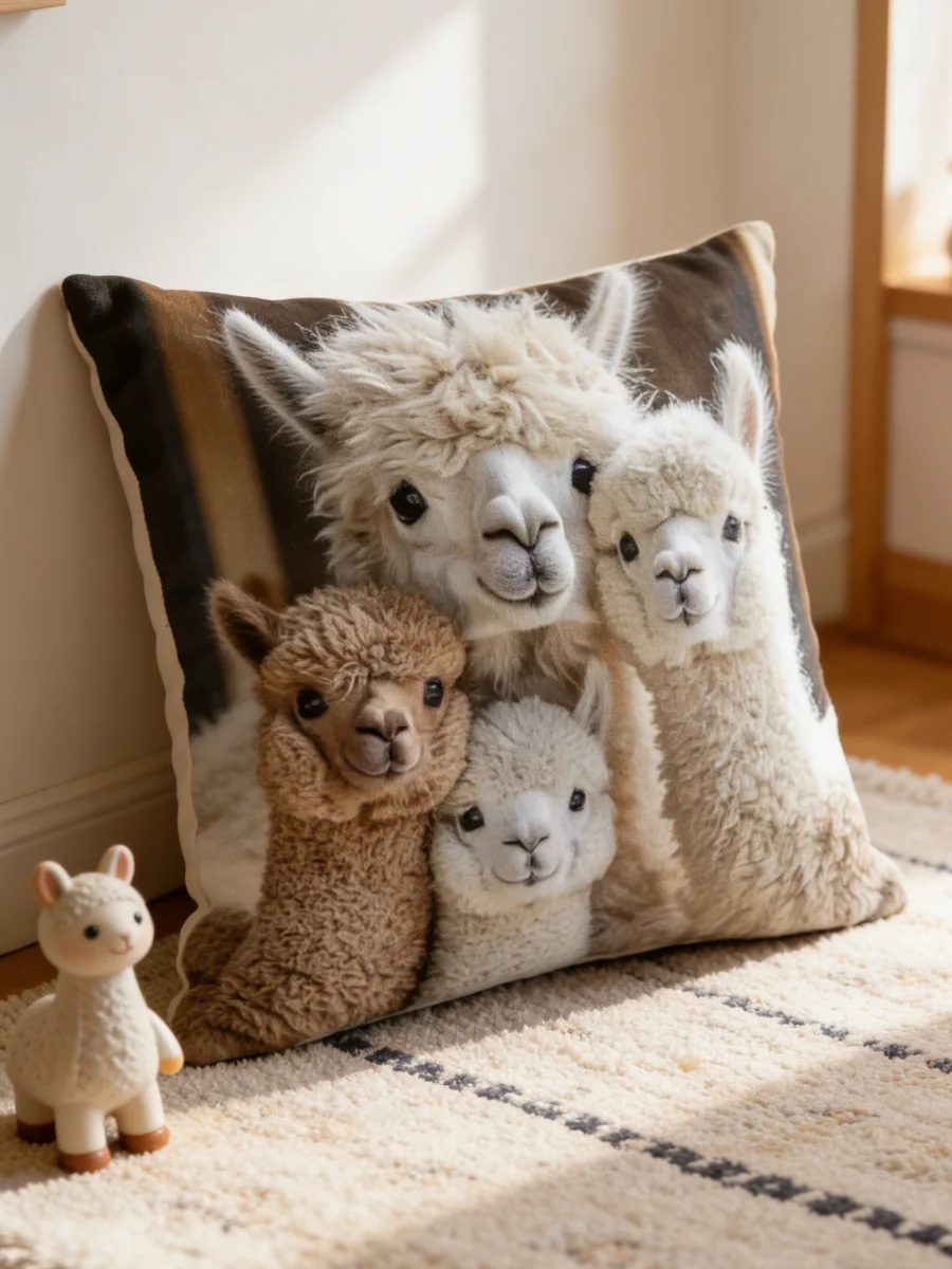 45cm Short Plush Smiling Donkey Pillowcase Cartoon Alpaca Sofa Cushion Cover Home Decorative Bed Pillow Case Bed Favor