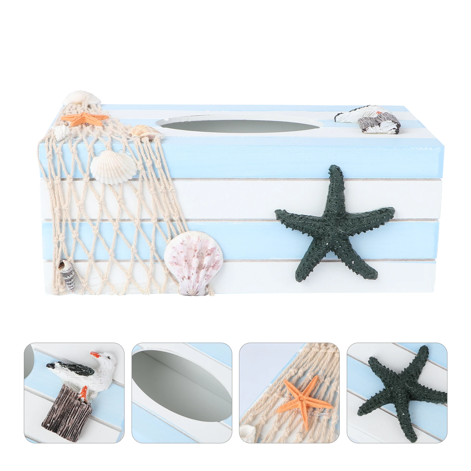 

Mediterranean Tissue Box Napkin Holder Storage Boxes Wooden for Desktop Container Tissues Case Baby