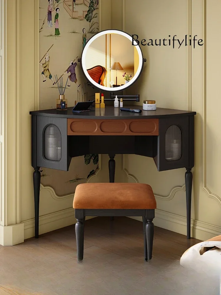 

French retro dresser solid wood storage cabinet bedroom American medieval makeup table