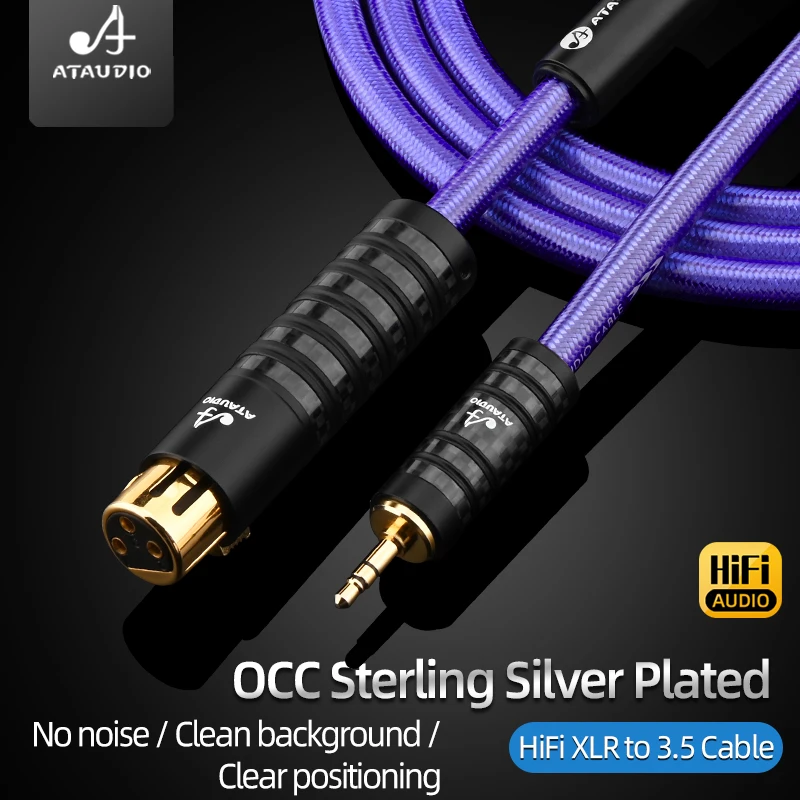 

HiFi 3.5mm to XLR Headphone Cable OCC Sterling Silver Plated 3pin XLR Male/Female to Stereo 3.5mm Jack for Microphone Mixer