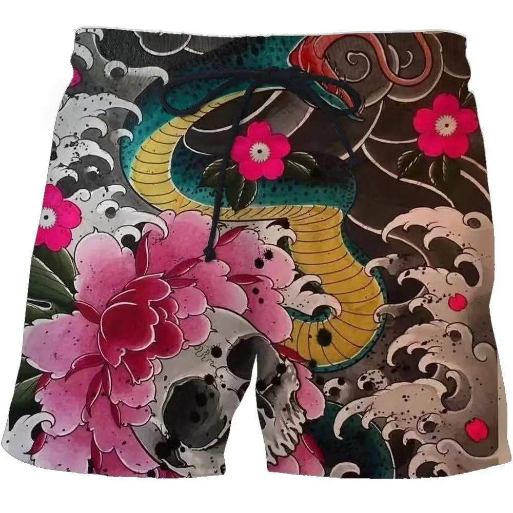 

Мужские повседневные спортивные шорты с мультяшным принтом, летние свободные пляжные шорты с 3D-печатью