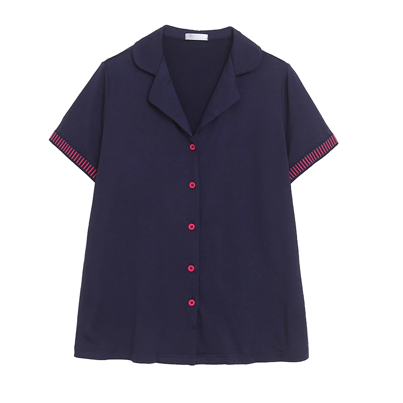 Comfortable Casual Fashionable Small Collar Single Button Summer Ladies Shirt Nightgown Home Clothes Soft Youth Summer Loose ...
