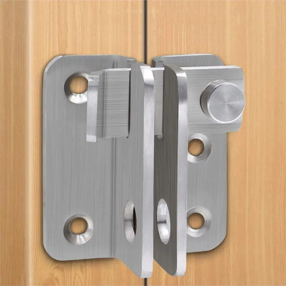 Stainless Steel Lock Latch Pet Cage Right Door Bolt Hasps Bathroom Security Anti Theft Deadbolt with Lock for Door Enhancement