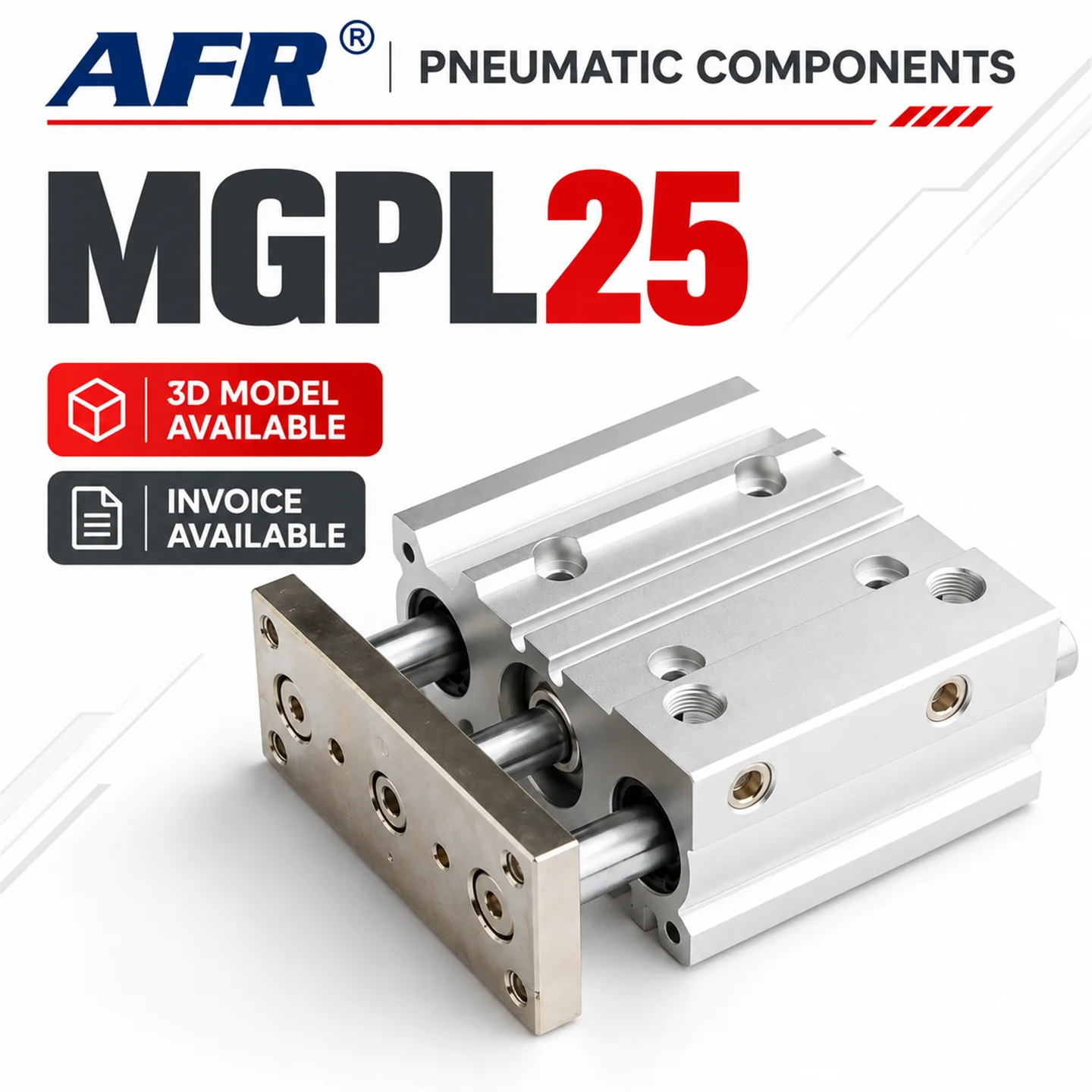 AIRSLG MGPL25 Series 3 Rod Guided Cylinder Compact Pneumatic Air Cylinder Double Acting Aluminum Alloy for Automation 25Z-400