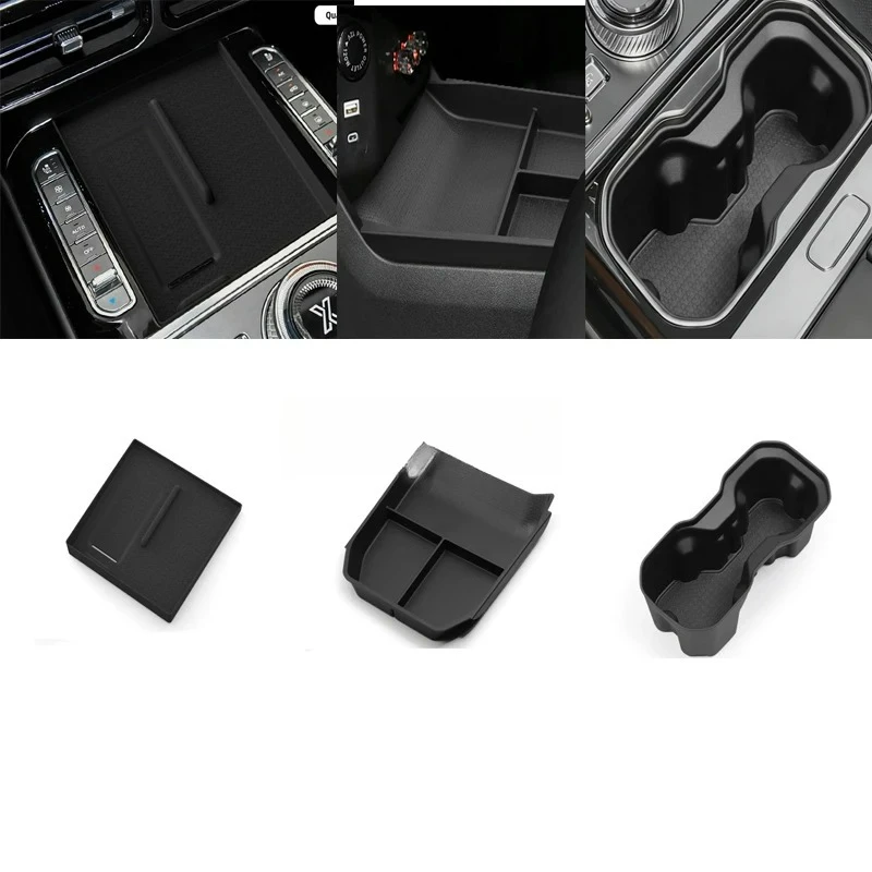 

For Chery Jetour G700 2025 2026 Silicone Car Center Console Lower Storage Box Car Wireless Charging Pad Water Cup Holder Box
