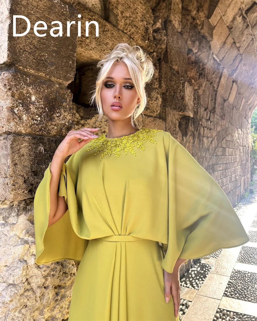 Personalizado Arabia Saudita Dearin escote redondo A-line faldas hasta el suelo vestidos para ocasiones a medida vestido Formal vestido de fiesta de noche