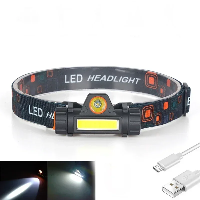 T706 XPE COB LED  Headlamp Powerful Built-in Outdoor Camping Fishing Headlight Stepless DimmingTorch Flashlight Magnet Bottom